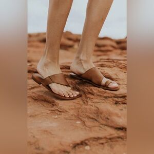 Free People Sant Antoni Brown Leather Sandals size39 US 9slip on minimalist 2021